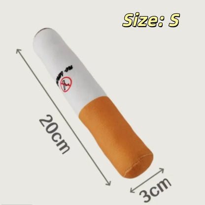 PuffPaws Squeaky Cigar Toy – Plush Dog Chew Toy | Durable Bite-Resistant Squeaker | Interactive Novelty Dog Toy
