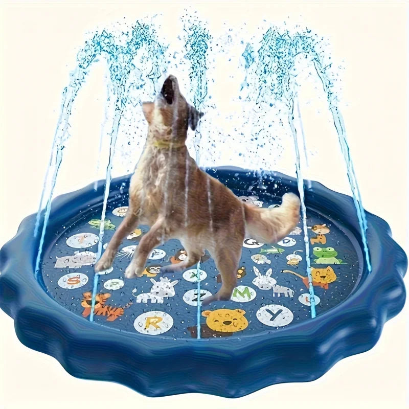 SplashCool Pet Bath Pool – Heavy-Duty Dog Splash Pad | Water Spray Cooling Basin | Non-Slip Outdoor Summer Play Pool