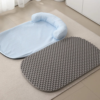 BreezeNest Cooling Pet Bed – Breathable Ice Silk Dog Mattress | Summer Washable Cushion with Pillow | Non-Slip Bed for Dogs & Cats