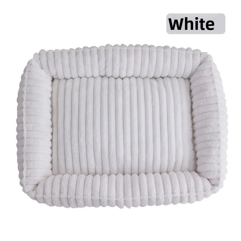 WarmNest Deluxe Dog Bed – Plush Rectangular Pet Sofa | Washable Corduroy Dog & Cat Bed | Cosy Winter Cushion with Removable Cover