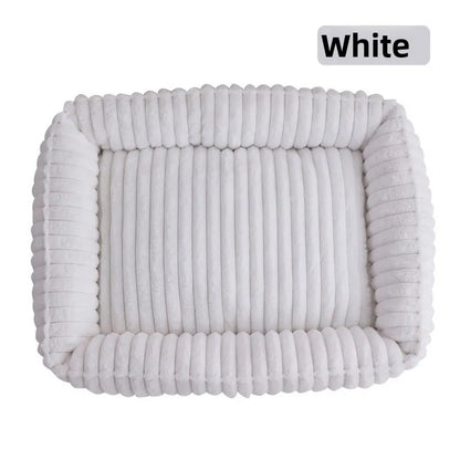 WarmNest Deluxe Dog Bed – Plush Rectangular Pet Sofa | Washable Corduroy Dog & Cat Bed | Cosy Winter Cushion with Removable Cover