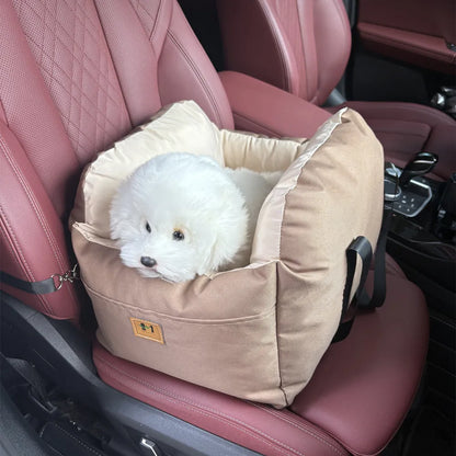 TravelNest Secure Pet Car Seat – Washable Dog Booster Seat | Safety Belt Travel Bed | Comfortable Car Sofa for Small Dogs & Cats