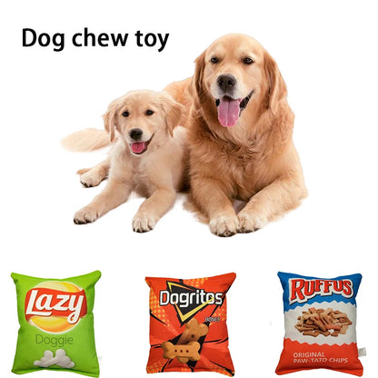 CrunchPaws Crisps Plush Dog Toy – Squeaky Chew Toy | Fun Snack-Inspired Plush | Interactive Dental Play Toy