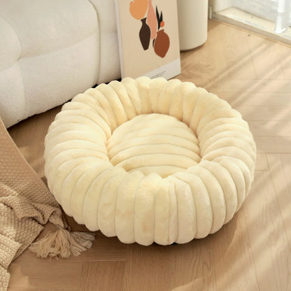 FurCloud Calming Pet Bed – Luxury Faux Fur Round Dog Bed | Warm Washable Sofa Bed | Cosy All-Season Bed for Dogs & Cats