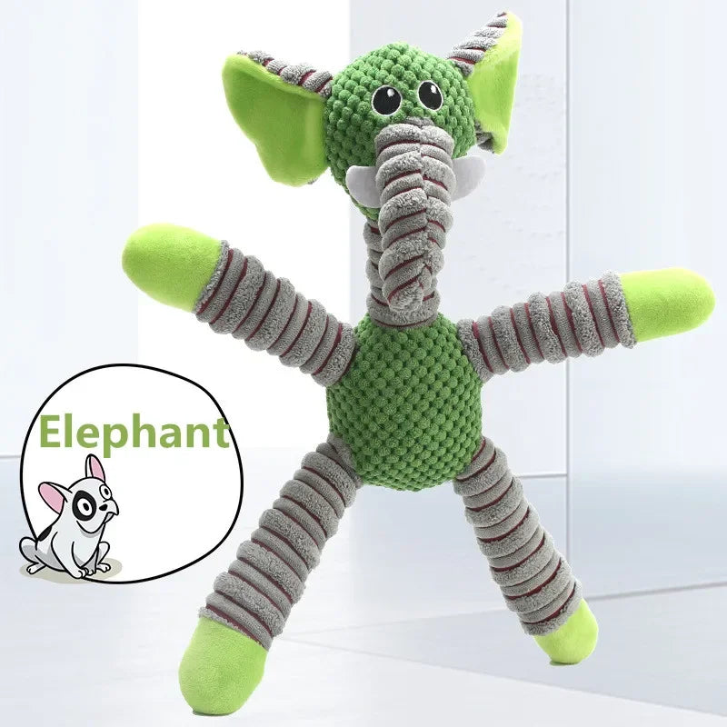 ToughTails Plush Squeaky Dog Toy – Durable Animal Chew Toy | Bite-Resistant Dental Training | Interactive Plush Toy for Large Dogs