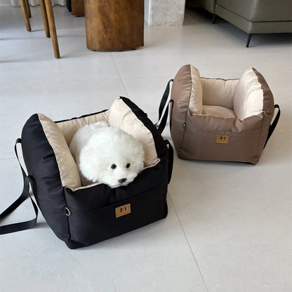 TravelNest Secure Pet Car Seat – Washable Dog Booster Seat | Safety Belt Travel Bed | Comfortable Car Sofa for Small Dogs & Cats