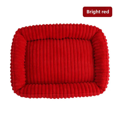 WarmNest Deluxe Dog Bed – Plush Rectangular Pet Sofa | Washable Corduroy Dog & Cat Bed | Cosy Winter Cushion with Removable Cover