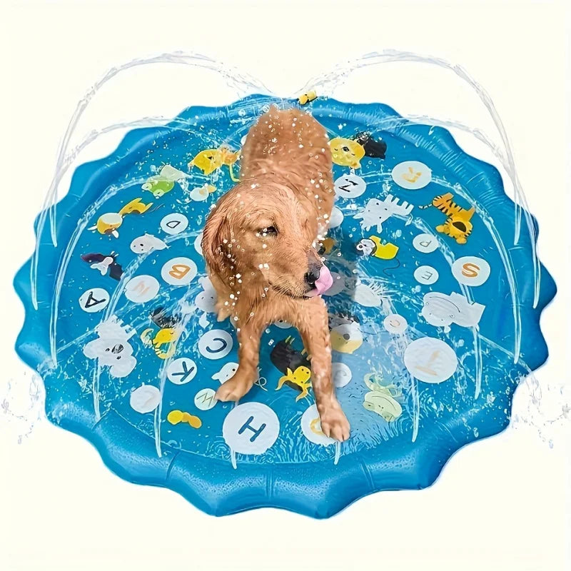 SplashCool Pet Bath Pool – Heavy-Duty Dog Splash Pad | Water Spray Cooling Basin | Non-Slip Outdoor Summer Play Pool