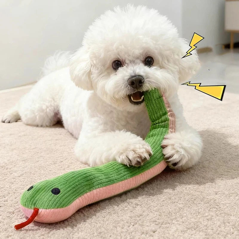 SlitherSnug Plush Snake Toy – Interactive Dog &amp; Cat Toy | Soft Fleece Chew & Kick Toy | Indoor Pet Enrichment