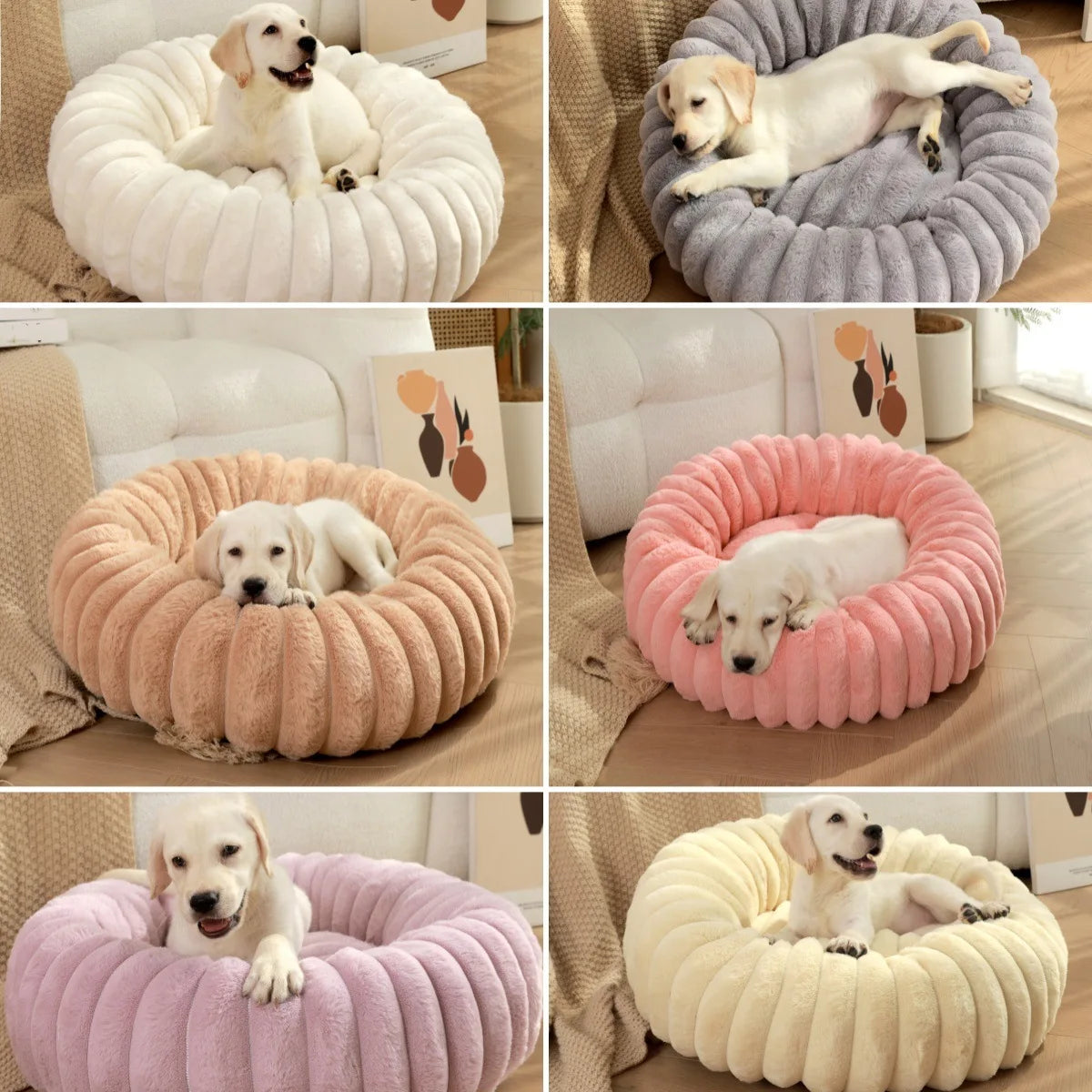 FurCloud Calming Pet Bed – Luxury Faux Fur Round Dog Bed | Warm Washable Sofa Bed | Cosy All-Season Bed for Dogs & Cats