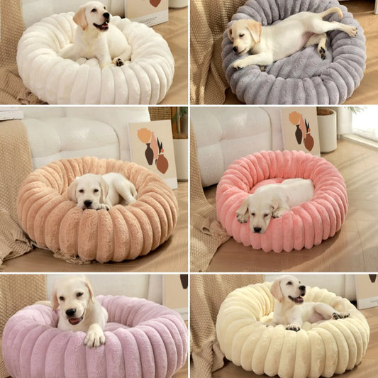 FurCloud Calming Pet Bed – Luxury Faux Fur Round Dog Bed | Warm Washable Sofa Bed | Cosy All-Season Bed for Dogs & Cats