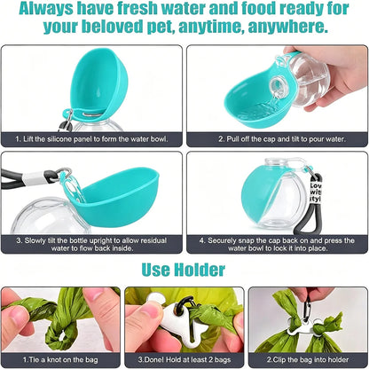 HydraPaw Travel Bottle – 2-in-1 Portable Water Bottle & Foldable Feeding Bowl for Dogs