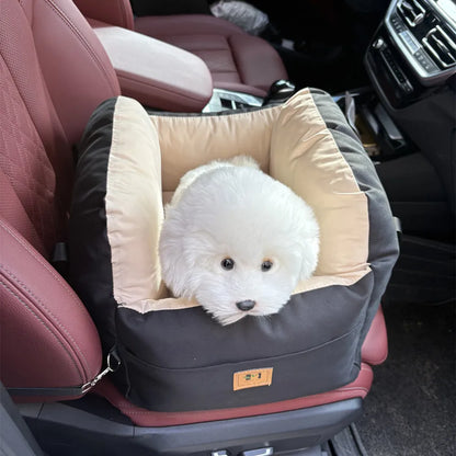 TravelNest Secure Pet Car Seat – Washable Dog Booster Seat | Safety Belt Travel Bed | Comfortable Car Sofa for Small Dogs & Cats