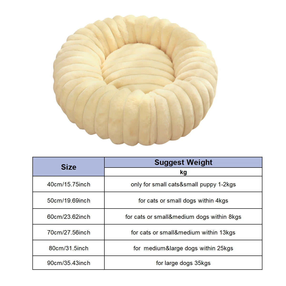 FurCloud Calming Pet Bed – Luxury Faux Fur Round Dog Bed | Warm Washable Sofa Bed | Cosy All-Season Bed for Dogs & Cats