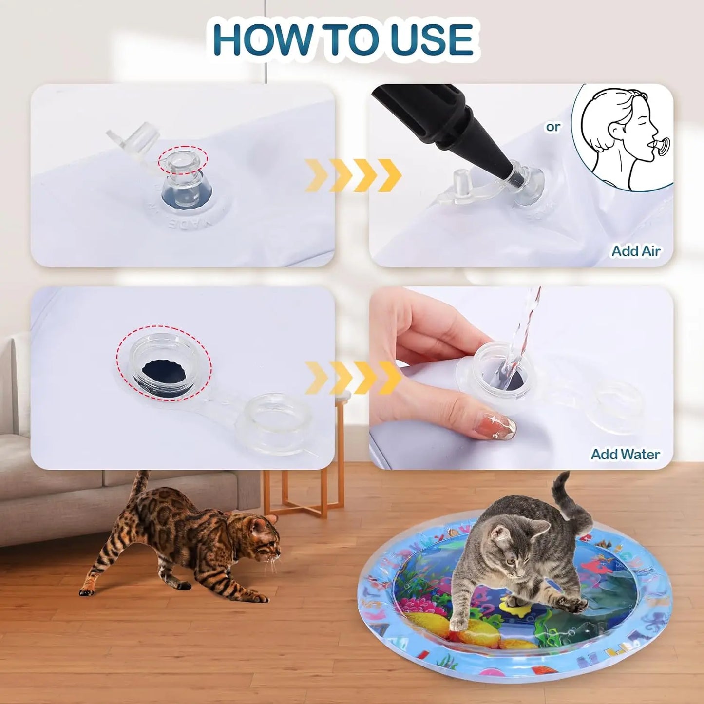 AquaPaws Sensory Splash Mat – Interactive Cooling Water Play Mat for Cats & Dogs