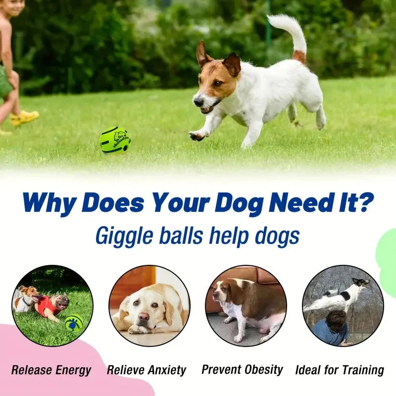 WaggleJoy Giggle Ball – Interactive Dog Toy Ball | Mental Stimulation | IQ Training & Active Play