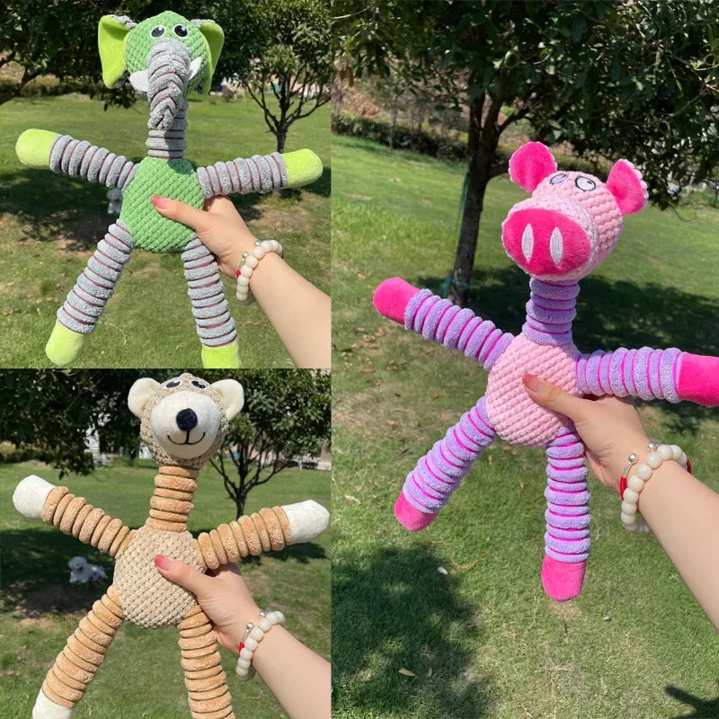 ToughTails Plush Squeaky Dog Toy – Durable Animal Chew Toy | Bite-Resistant Dental Training | Interactive Plush Toy for Large Dogs