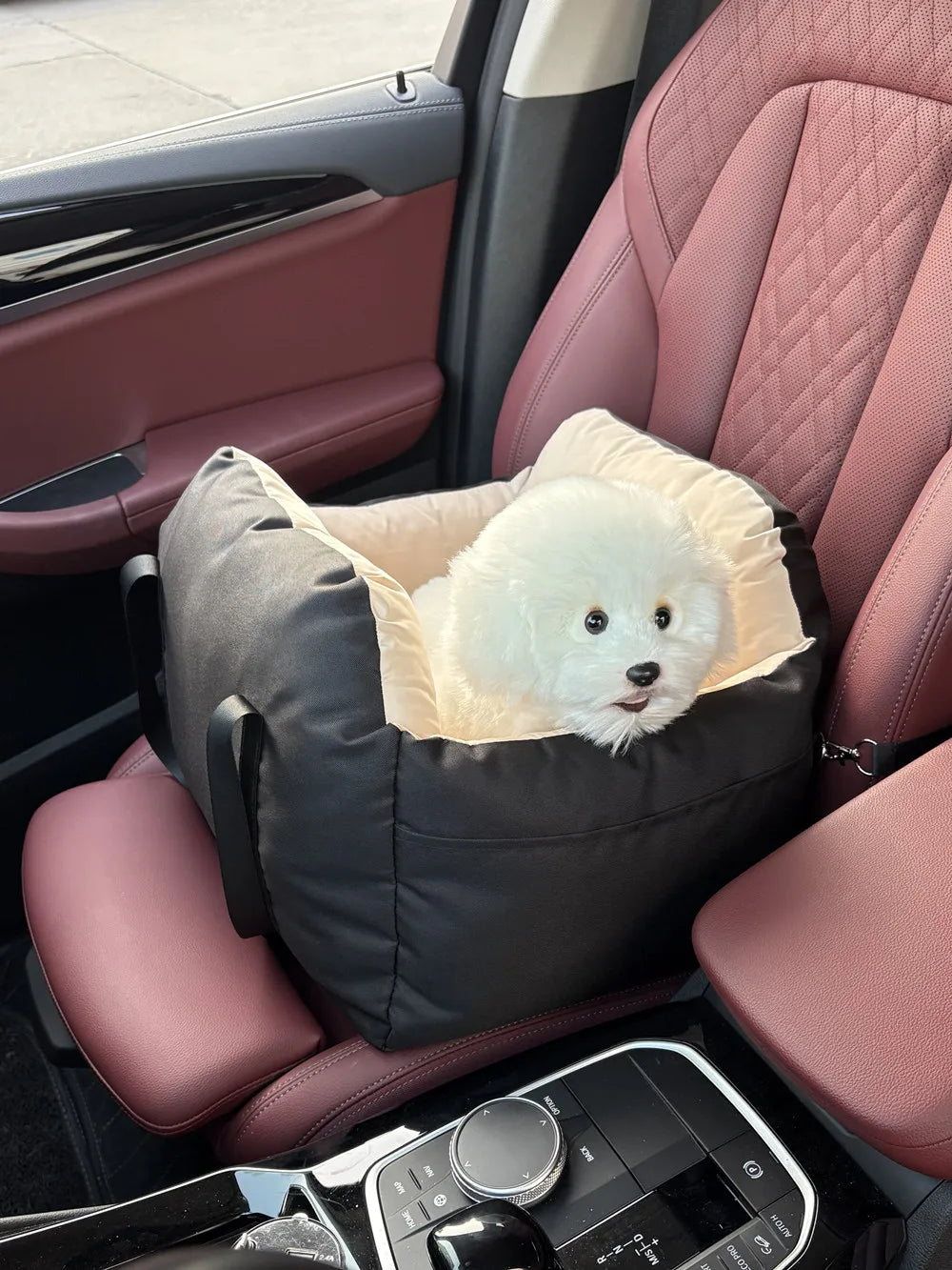 TravelNest Secure Pet Car Seat – Washable Dog Booster Seat | Safety Belt Travel Bed | Comfortable Car Sofa for Small Dogs & Cats