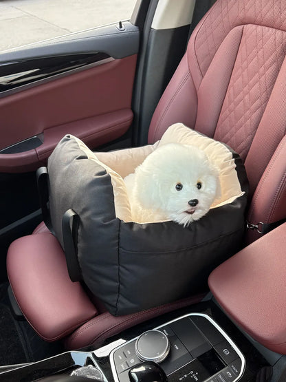 TravelNest Secure Pet Car Seat – Washable Dog Booster Seat | Safety Belt Travel Bed | Comfortable Car Sofa for Small Dogs & Cats